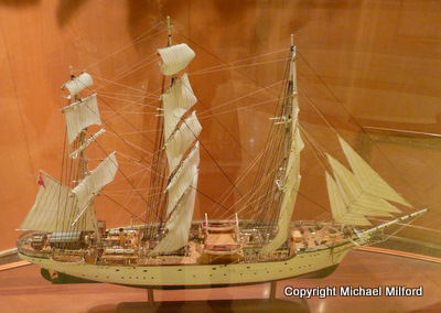 Three-masted ship model