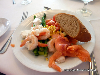 Prawn and salmon lunch